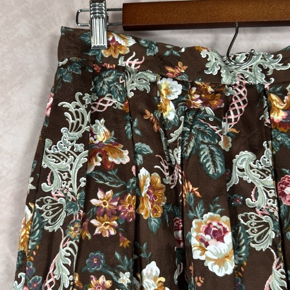 VTG Herman Geist Floral Pleated Maxi Skirt Women 14 Prairie Cottagecore Boho NWT - Picture 2 of 9